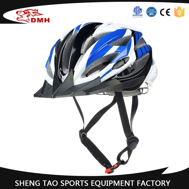 파란색 흰색 클래식 자전거 헬멧, 경량 자전거 헬멧